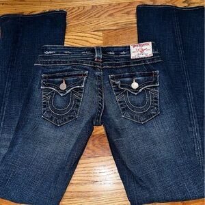 True Religion Dark Blue Low-Rise Flare Jeans